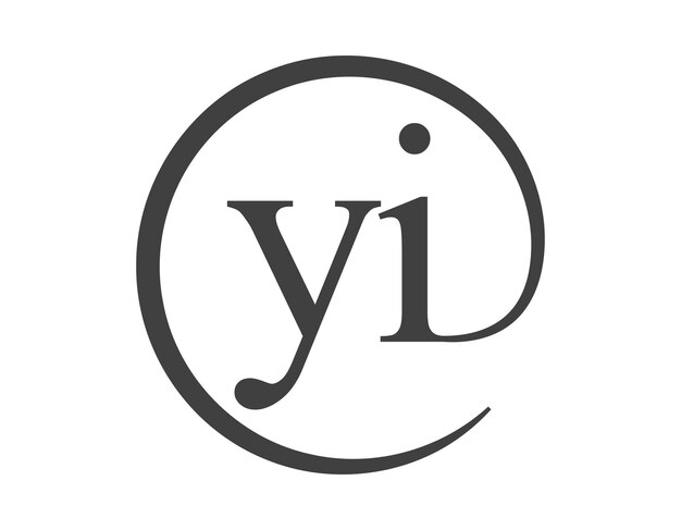 Logotipo YI de dos letras con forma de círculo estilo de signo de correo electrónico Y y I logotipo redondo de empresa comercial