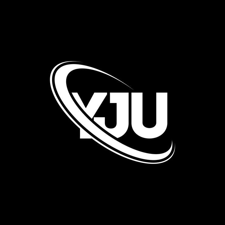Vector el logotipo de yju, la letra yju y las iniciales yju están vinculados con un círculo y un monograma en mayúscula.