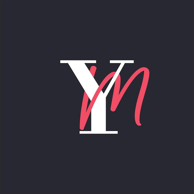 El logotipo de YM perfectamente mezclado con las iniciales de las letras YM Diseño del logotipo de las letras