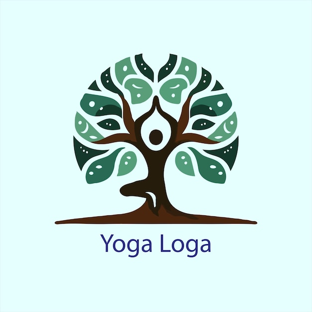 un logotipo de yoga con un árbol y una persona haciendo yoga