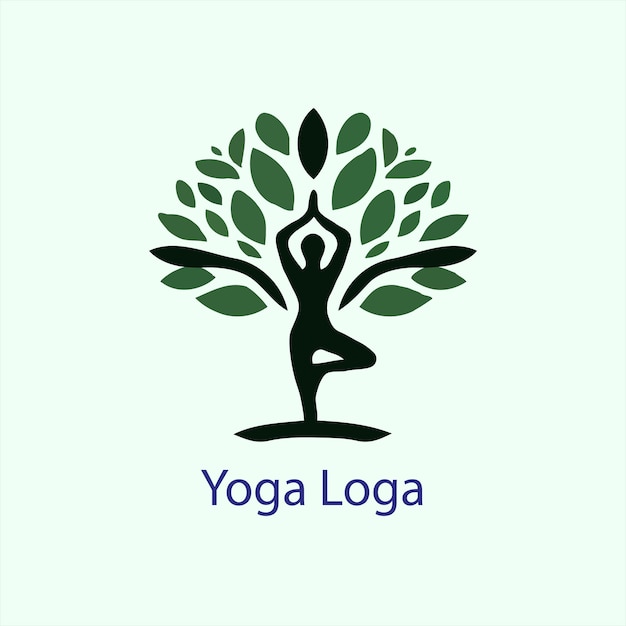 un logotipo de yoga con un árbol y una persona haciendo yoga