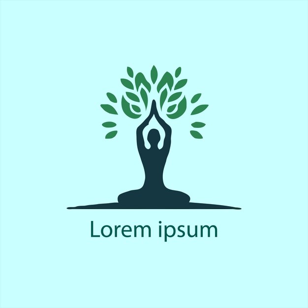 un logotipo de yoga con un árbol y una persona haciendo yoga