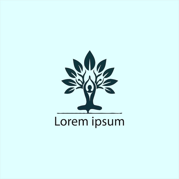 Un logotipo de yoga con un árbol y una persona haciendo