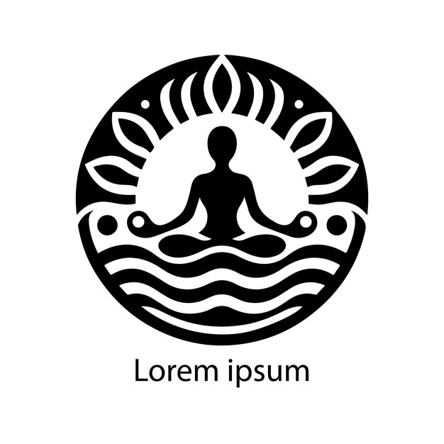 un logotipo de yoga en blanco y negro