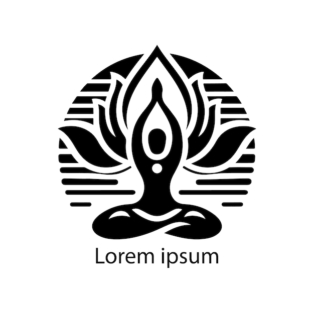 un logotipo de yoga en blanco y negro