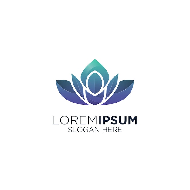 Logotipo de yoga de flor de hoja de loto