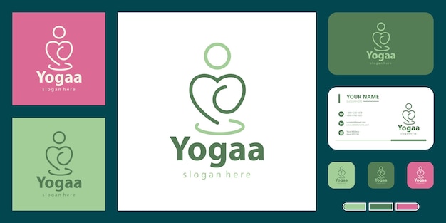 Vector logotipo de yoga con ilustración de plantilla de vector de amor con diseño de plantilla de tarjeta de visita