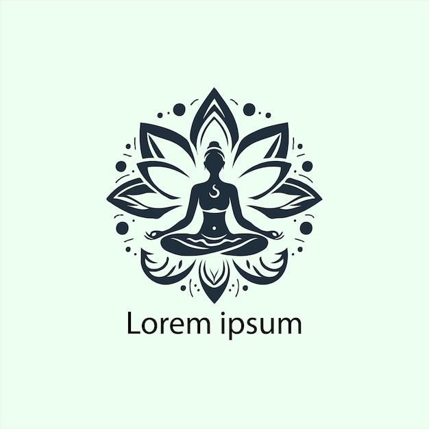 un logotipo de yoga con loto y una persona haciendo fondo blanco