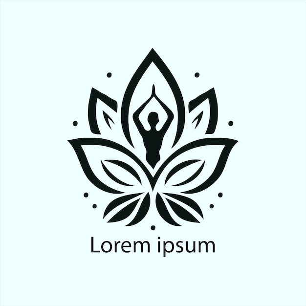 un logotipo de yoga con loto y una persona haciendo fondo blanco
