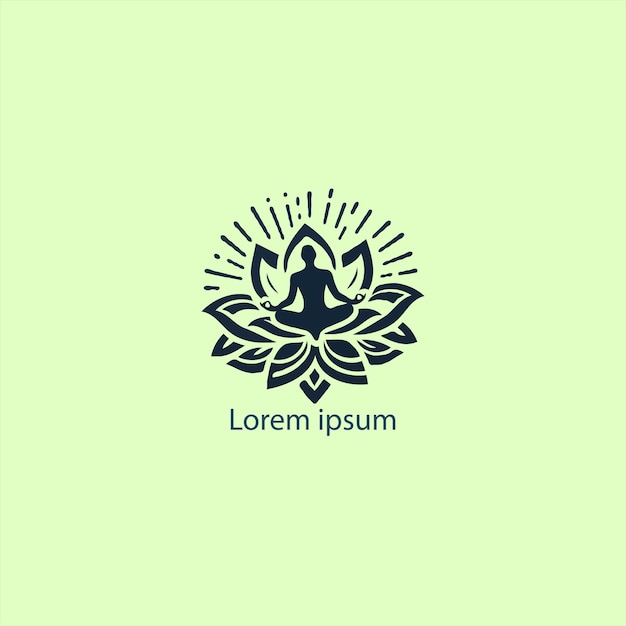 un logotipo de yoga con loto y una persona haciendo fondo blanco