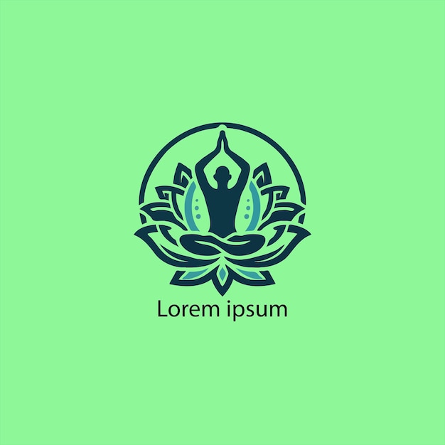 un logotipo de yoga con loto y una persona haciendo fondo blanco