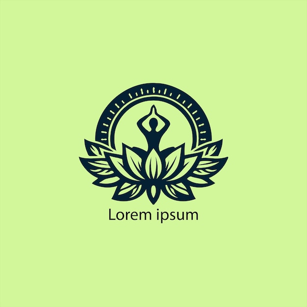 un logotipo de yoga con loto y una persona haciendo fondo blanco