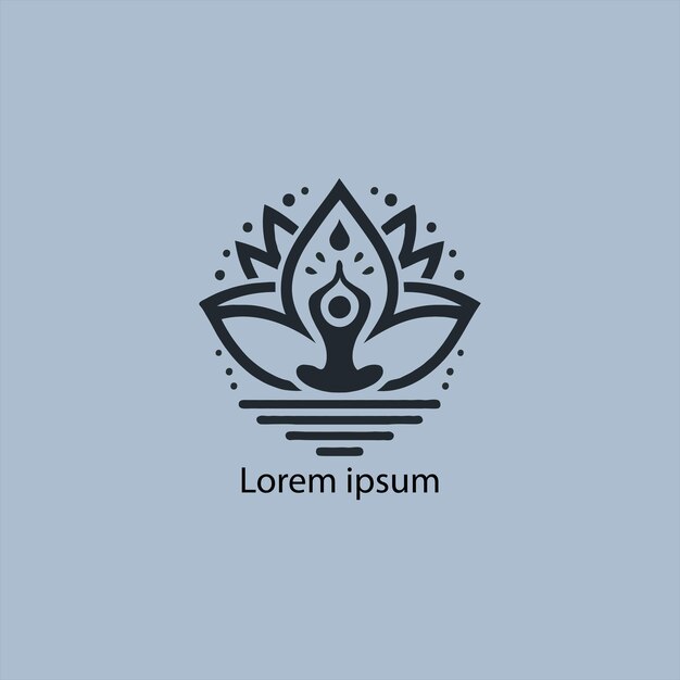 un logotipo de yoga con loto y una persona haciendo fondo blanco