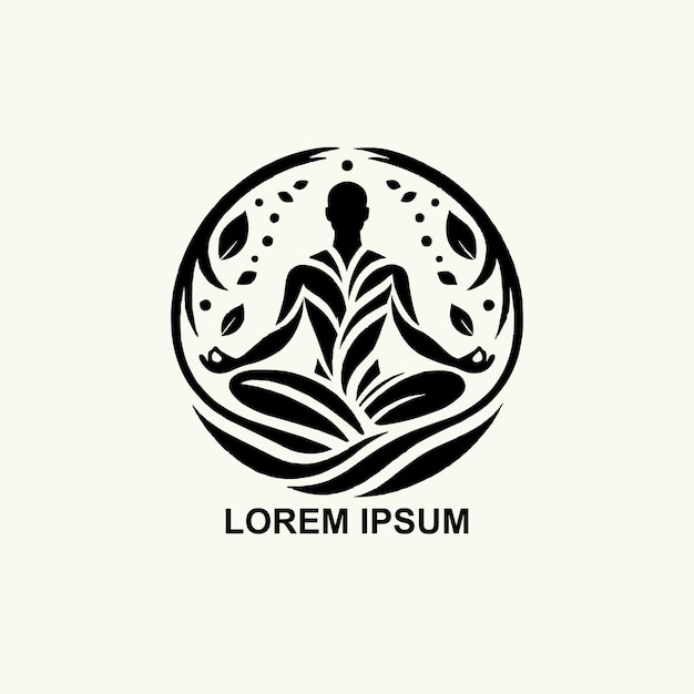 Logotipo de yoga de meditación en fondo blanco