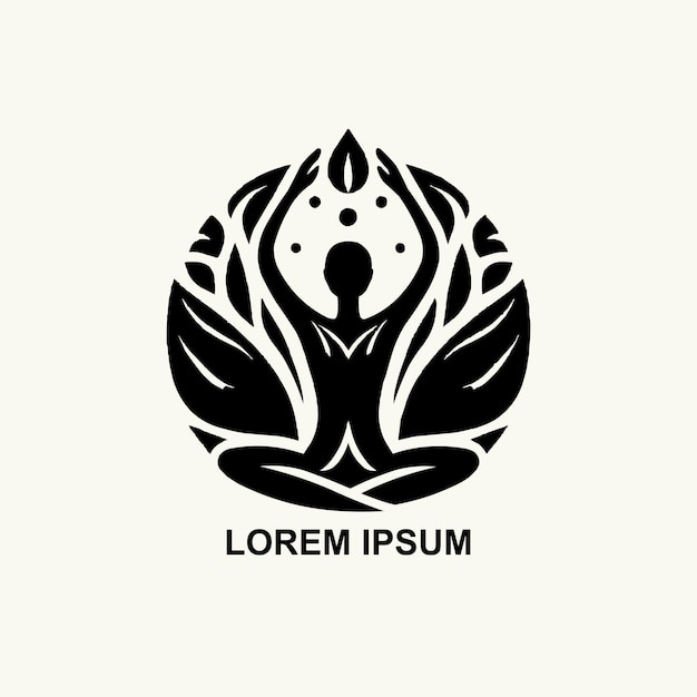 Logotipo de yoga de meditación en fondo blanco