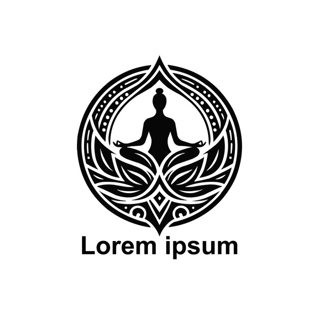 Logotipo de yoga negro sobre fondo blanco