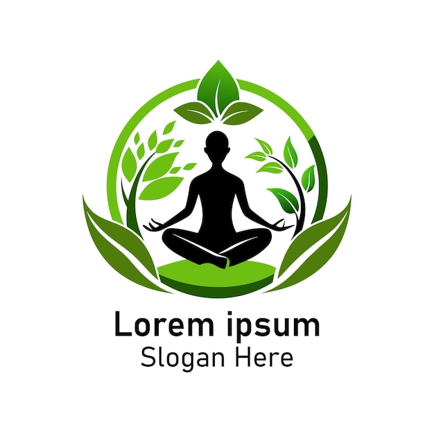 Logotipo de yoga una persona haciendo yoga con un árbol