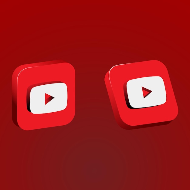 Logotipo de Youtube de forma 3d para ilustración vectorial de redes sociales.