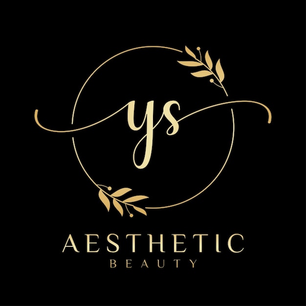 Logotipo de YS Beauty con letras y ornamentos florecidos.