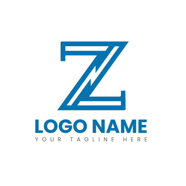 Logotipo Z para zigzag con fondo azul y blanco Z