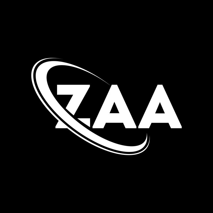 Vector logotipo zaa zaa letra zaa letra diseño del logotipo iniciales zaa logotipo vinculado con círculo y mayúscula monograma logotipo zaa tipografía para negocios tecnológicos y marca inmobiliaria