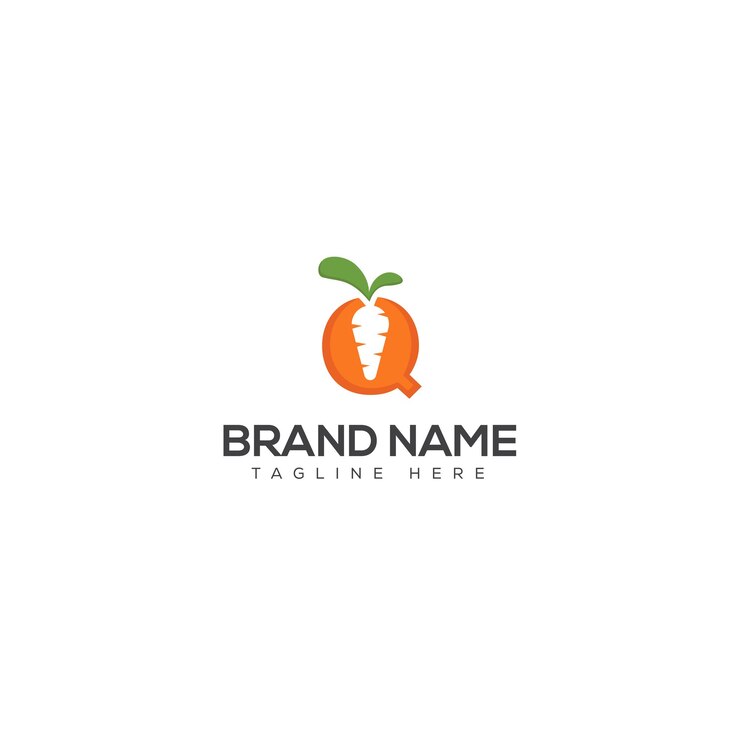 Logotipo de zanahoria Q