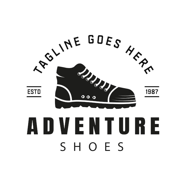 Logotipo de zapato de aventura al aire libre Ilustración retro vintage