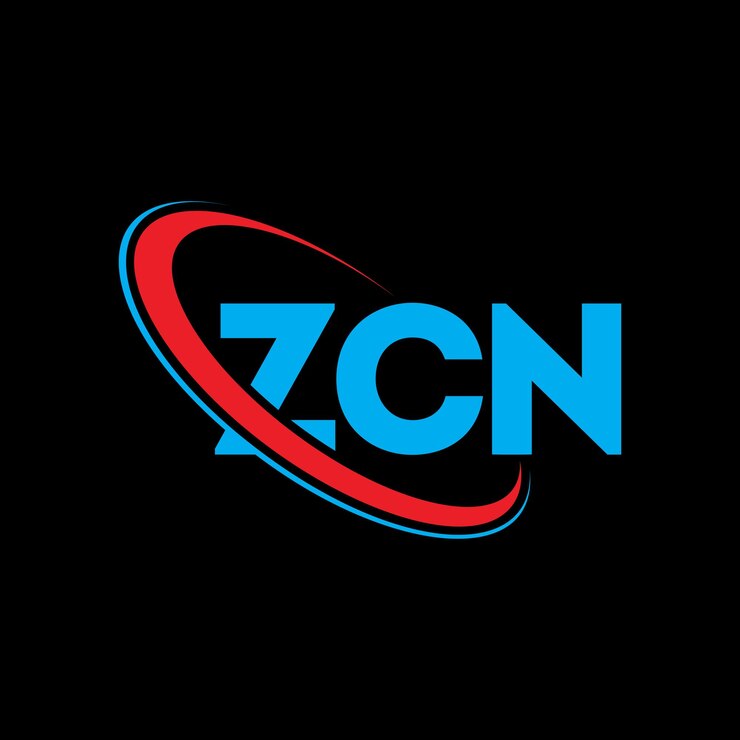 Vector el logotipo zcn, la letra zcn, el diseño del logotipo de la carta zcn, las iniciales, el logotipo de zcn vinculado con un círculo y un monograma en mayúsculas, la tipografía de zcn para el negocio tecnológico y la marca inmobiliaria.