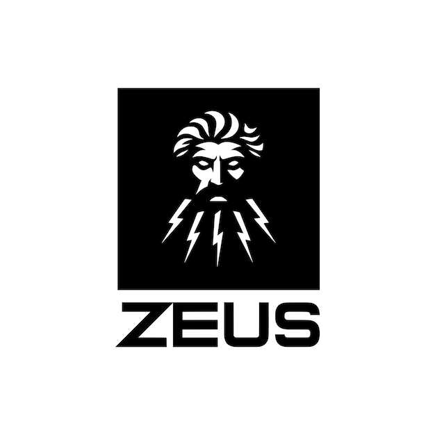 El logotipo de Zeus con la barba relámpago