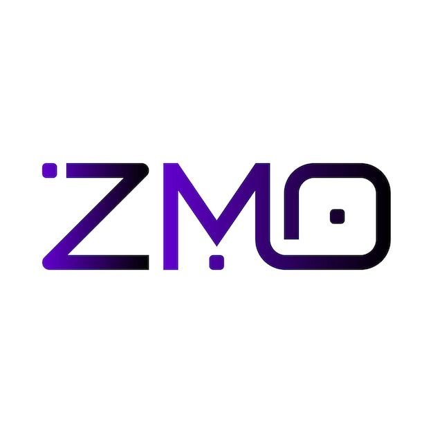 El logotipo de ZMO marca monograma de gradiente púrpura diseño de marca de letra minimalista moderno identidad creativa