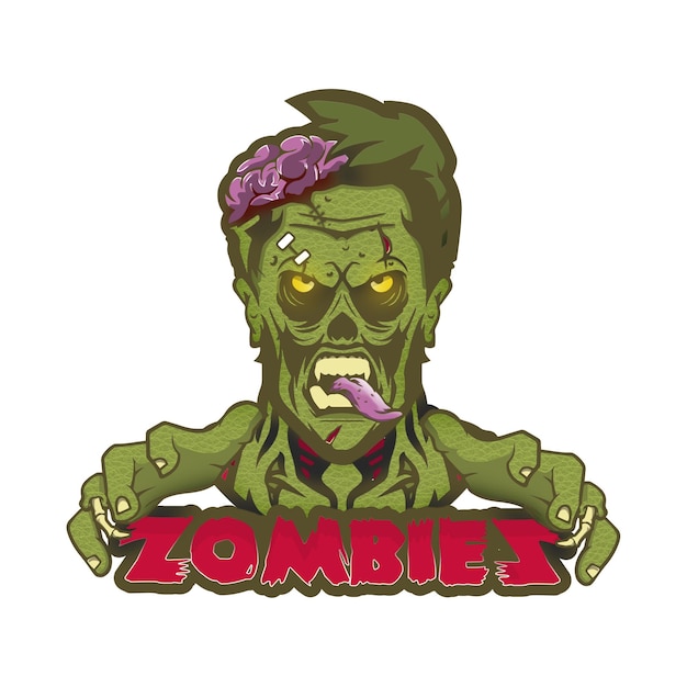 Vector logotipo de zombie para equipo de jugadores o ropa