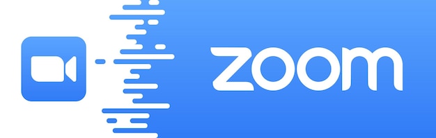 Logotipo de zoom de redes sociales redacción de redes sociales logotipo de zoom diseño moderno de redes sociales zoom inscripción completa y logotipo de cámara azul ilustración vectorial