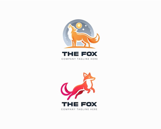 Un logotipo de zorro creativo único con un gradiente lindo de colores para negocios corporativos