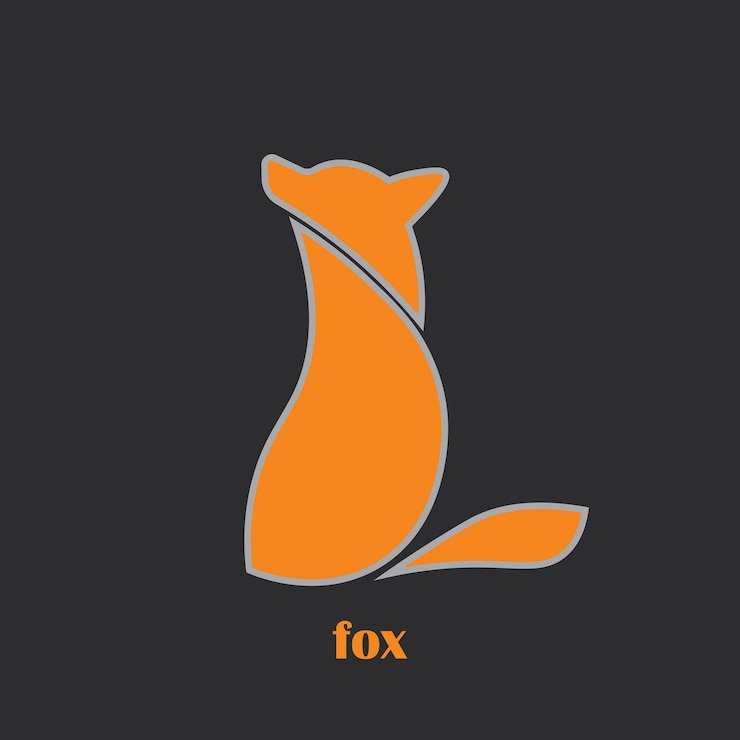 Vector logotipo de zorro con ilustración vectorial de color naranja