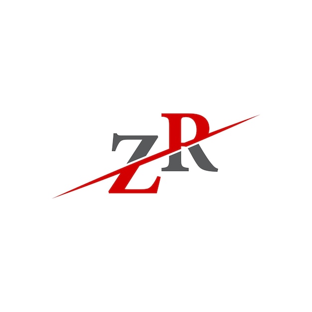 Logotipo ZR minimalista con línea diagonal dinámica