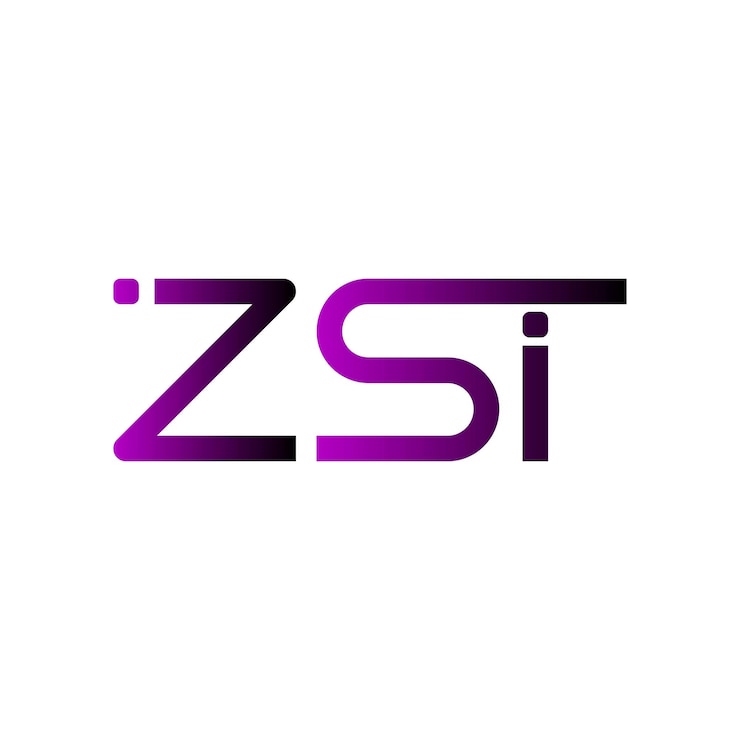 Vector logotipo zst marca inicial gradiente púrpura diseño letra símbolo identidad negocio moderno mínimo