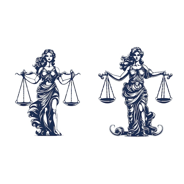 Vector los logotipos de los abogados o el icono de la señora ley o el tema