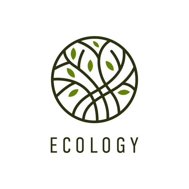 Logotipos abstractos del árbol de la vida Símbolos de naturaleza ecológica Rama de árbol con signos de hojas Diseño de plantas naturales