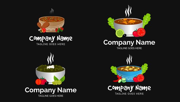 Logotipos de alimentos asiáticos tradicionales o ilustraciones vectoriales en un tazón con ensalada