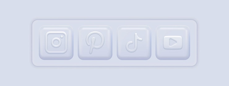 Vector logotipos de aplicaciones de redes sociales. conjunto de iconos 3d blanco. ilustración vectorial