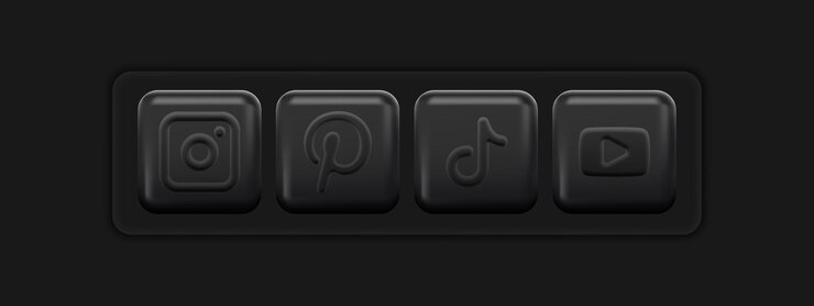 Vector logotipos de aplicaciones de redes sociales. conjunto de iconos 3d negro. ilustración vectorial