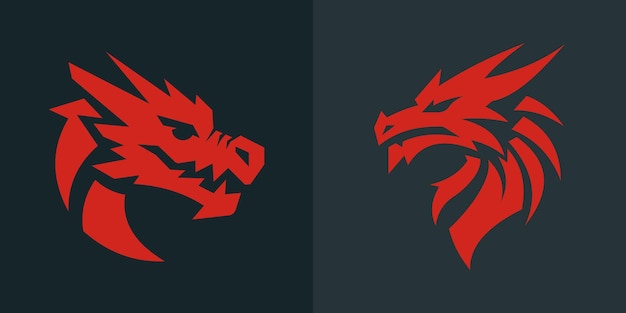 Los logotipos de la cabeza de dragón rojo