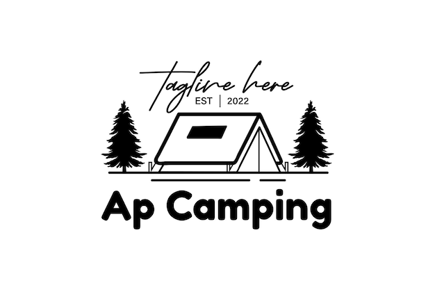 Logotipos de camping que consisten en montañas