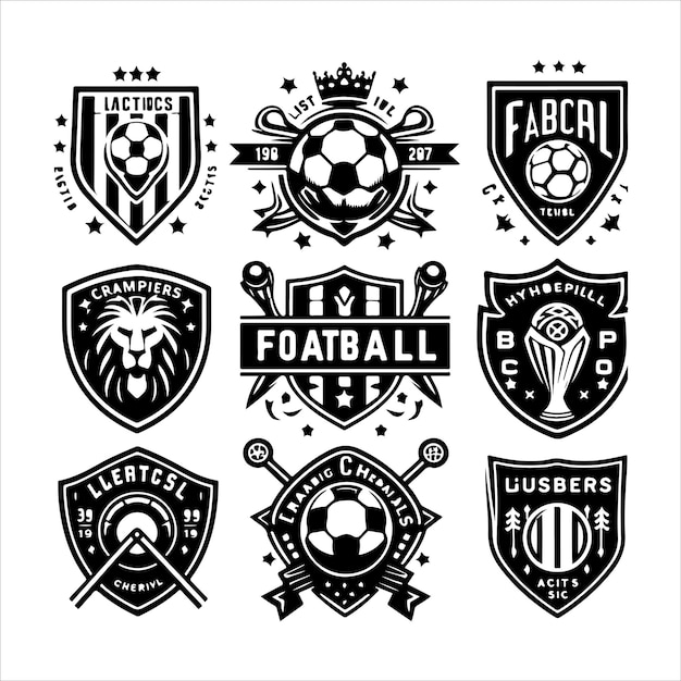Los logotipos de los clubes de fútbol, las insignias, el vector de silueta