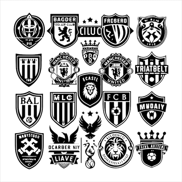 Los logotipos de los clubes de fútbol, las insignias, el vector de silueta