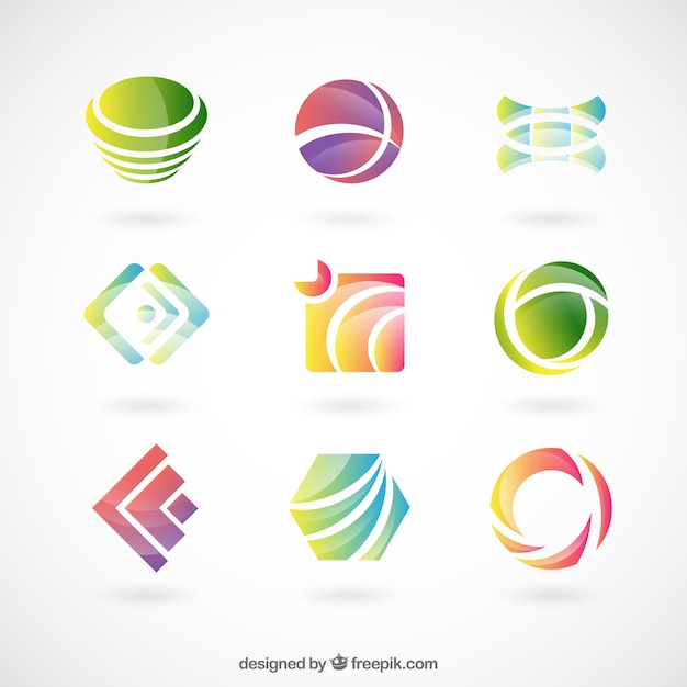 Vector logotipos de colores en estilo abstracto