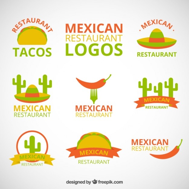 Vector logotipos de colores para restaurante mexicano