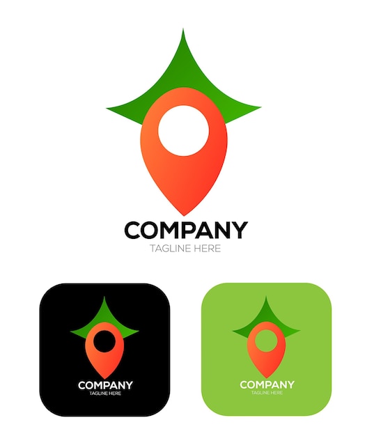 Logotipos combinados de ubicación y zanahoria
