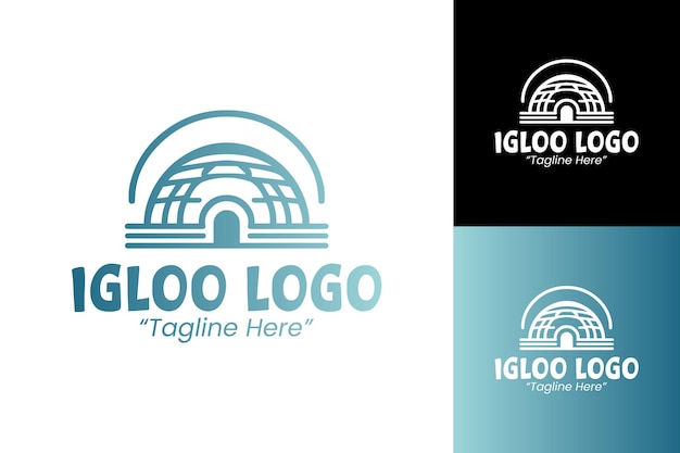 Logotipos creativos de iglú con efectos de hielo y nieve para la marca de invierno