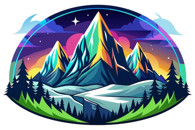 Logotipos de descubrimiento al aire libre con ilustración vectorial del pico de la montaña